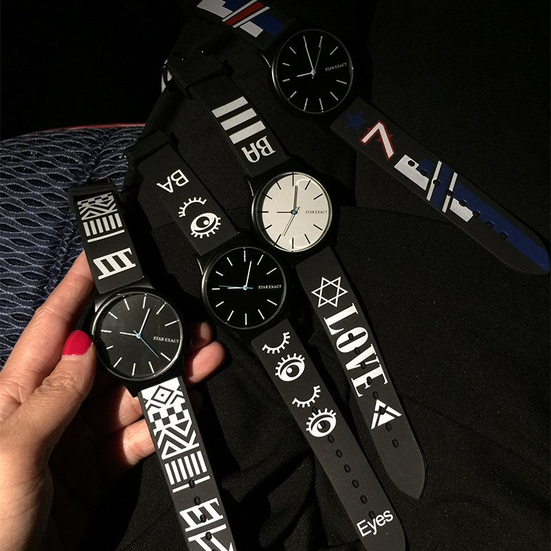 韓國潮權志龍創意時尚手表男潮流學生表女個性硅橡膠石英手表腕表