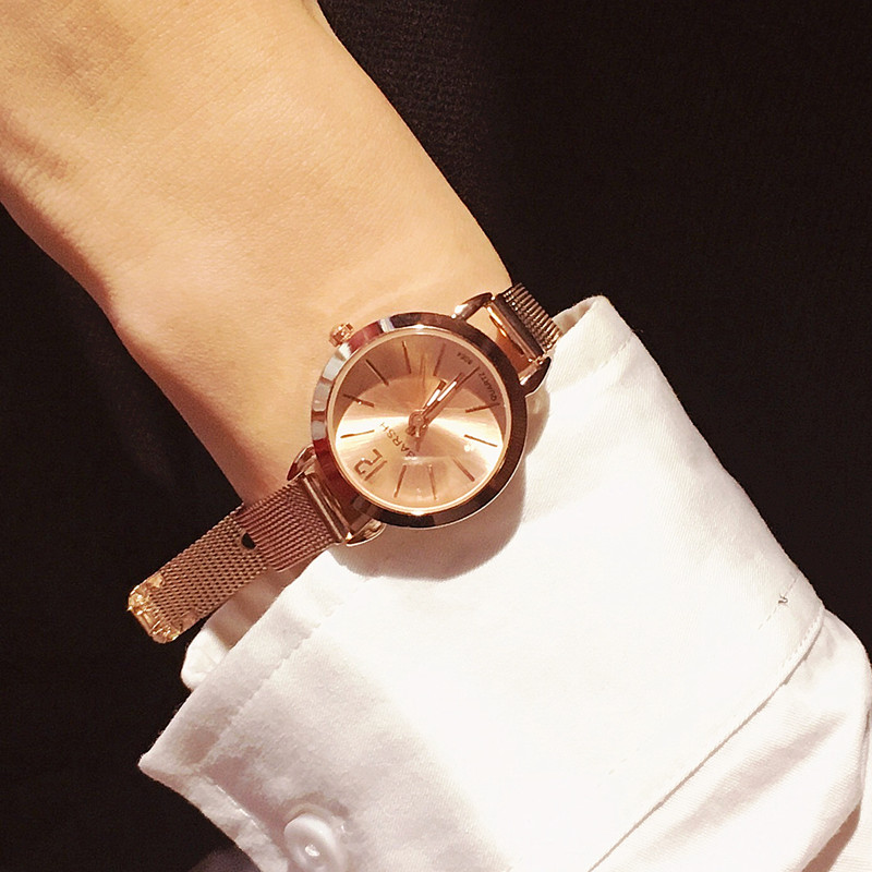鋼帶手鏈式氣質女表韓版簡約金色細帶學生復古小巧精致小清新手表